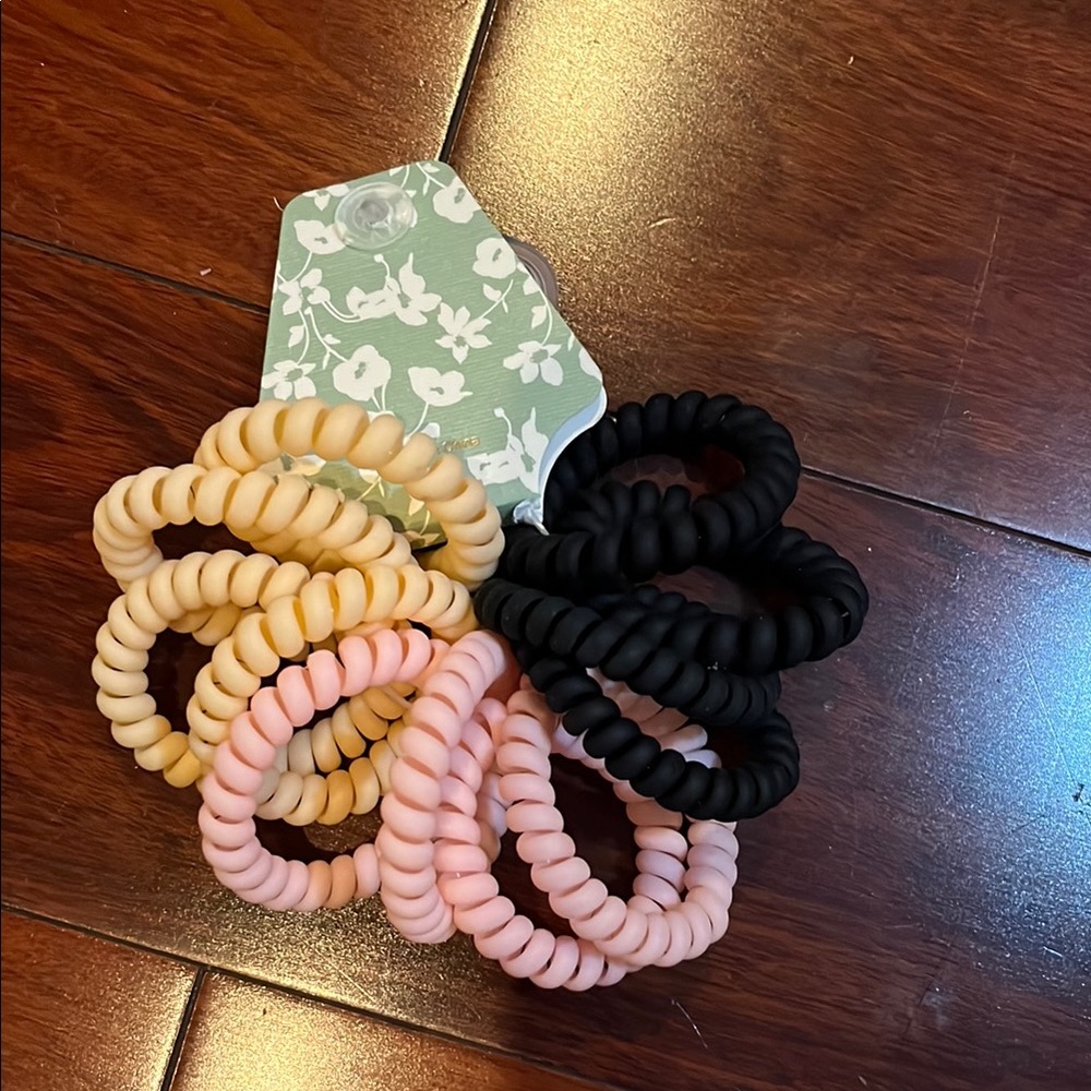 Stylish Black, Pink, and Tan Hair Ties Set NEW